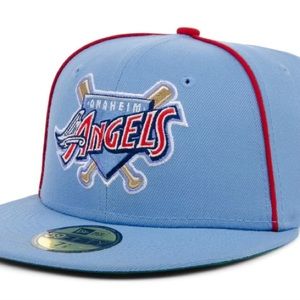 Anaheim Angels MLB Powder Blue Pipe 59Fifty Cap (7 3/4)- Lids Hat Drop
